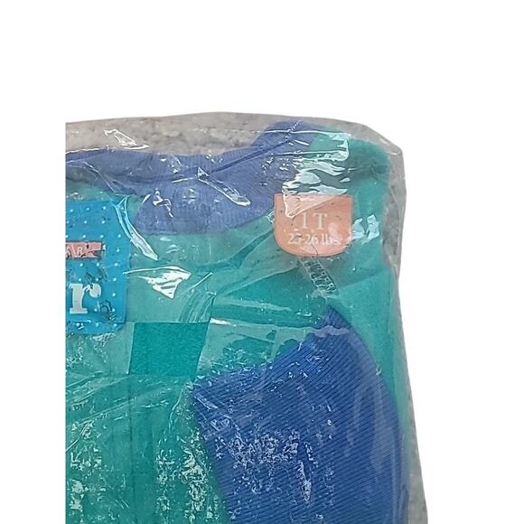 VTG 90s Gerber 1T Toddler Blanket Sleeper Green Blue Footie Pajamas NOS USA - Picture 3 of 4
